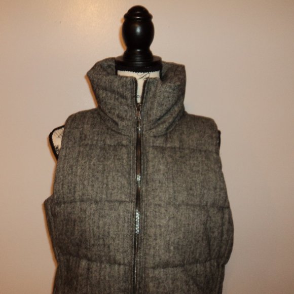Old Navy Women's S/P Vest Gray Tweed Zipper Front Stand Up Collar Fleece Lined - Picture 2 of 13